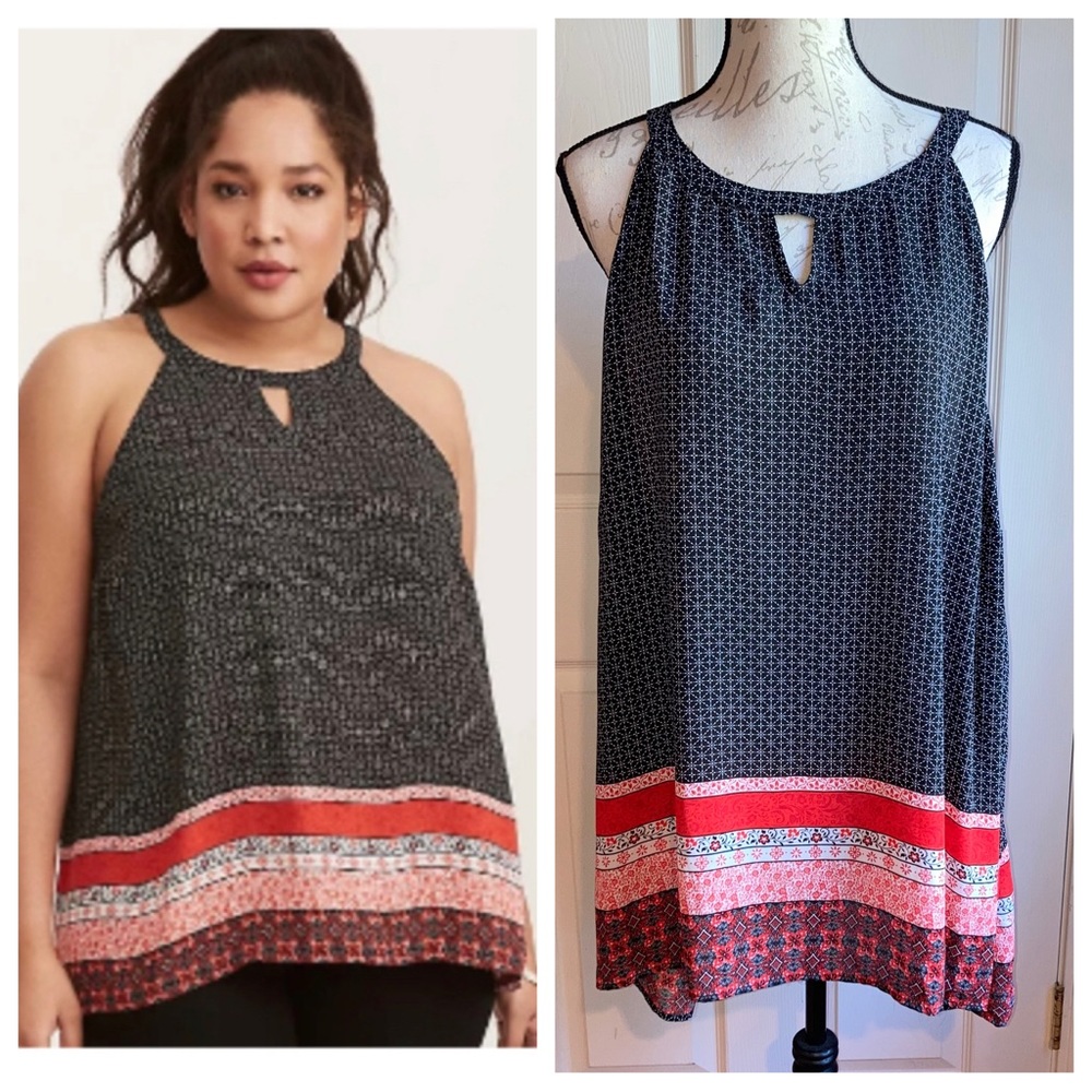 NWT Torrid Georgette Keyhole Print Tank Top sz 3X Plus Size